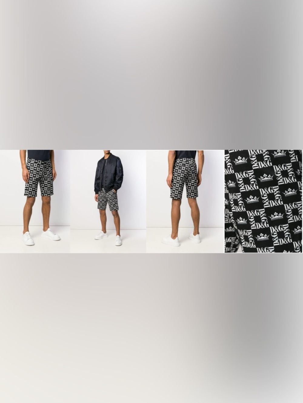 Black & White Logo Print Shorts by Dolce&Gabbana